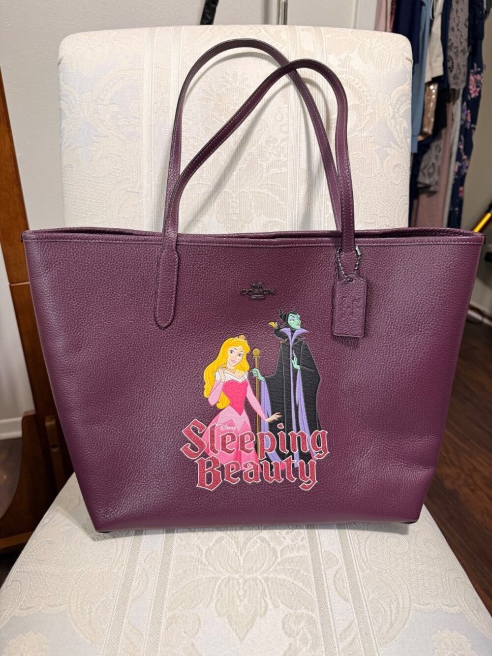 Coach X Disney Villains City Tote W/ Signature Canvas Interior MALEFICENT Motif